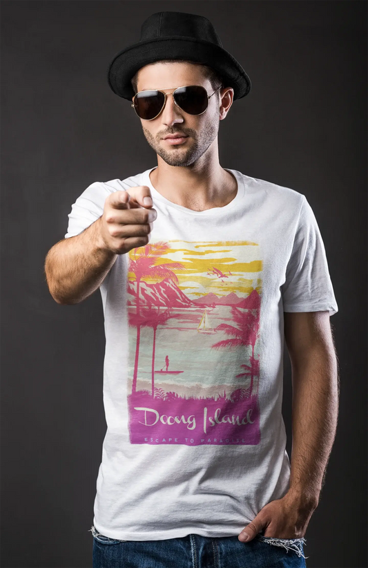 Doong Island, Escape to paradise, White, Men's Short Sleeve Round Neck T-shirt 00281