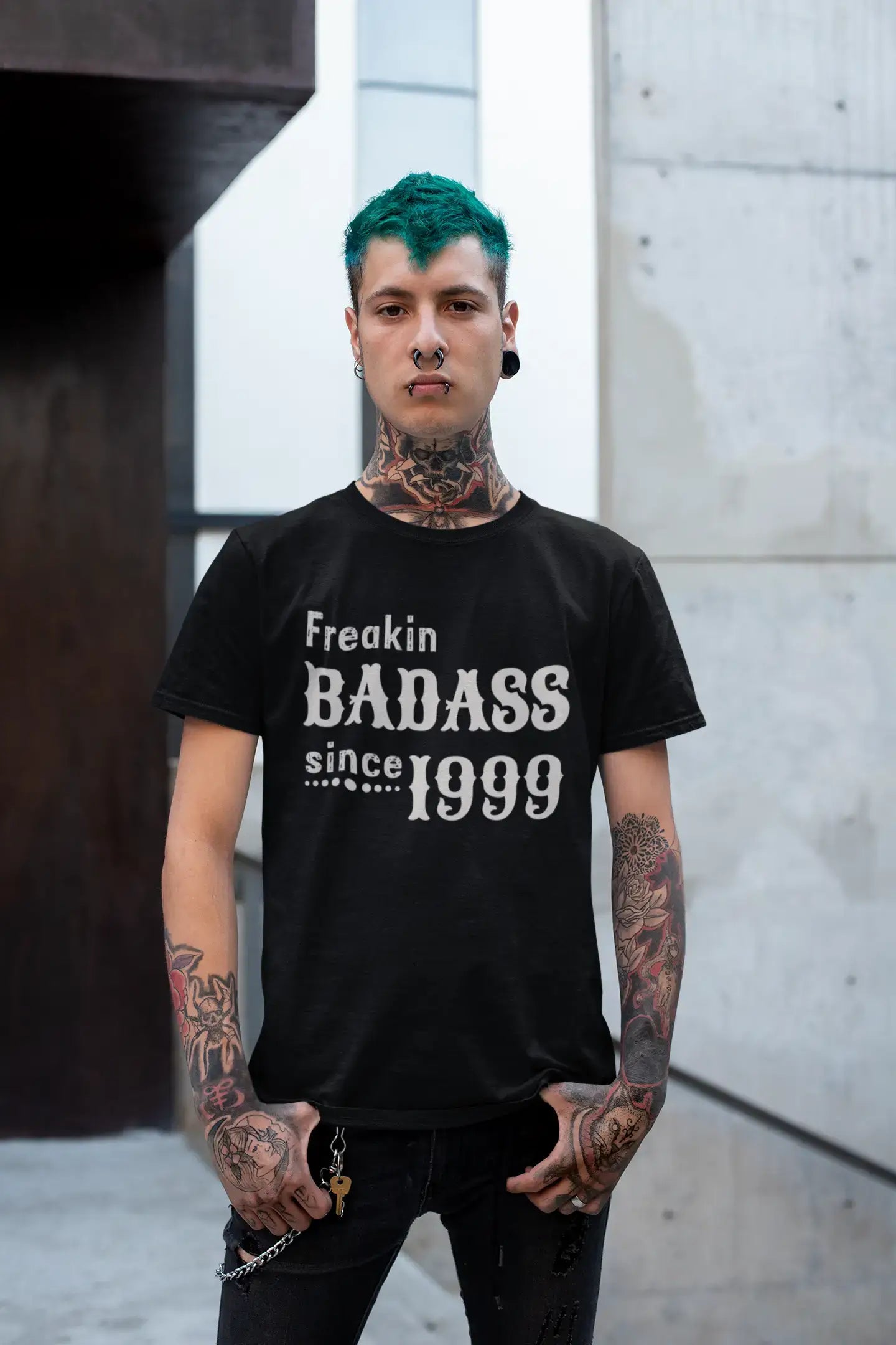 Homme Tee Vintage T Shirt Freakin Badass Since 1999