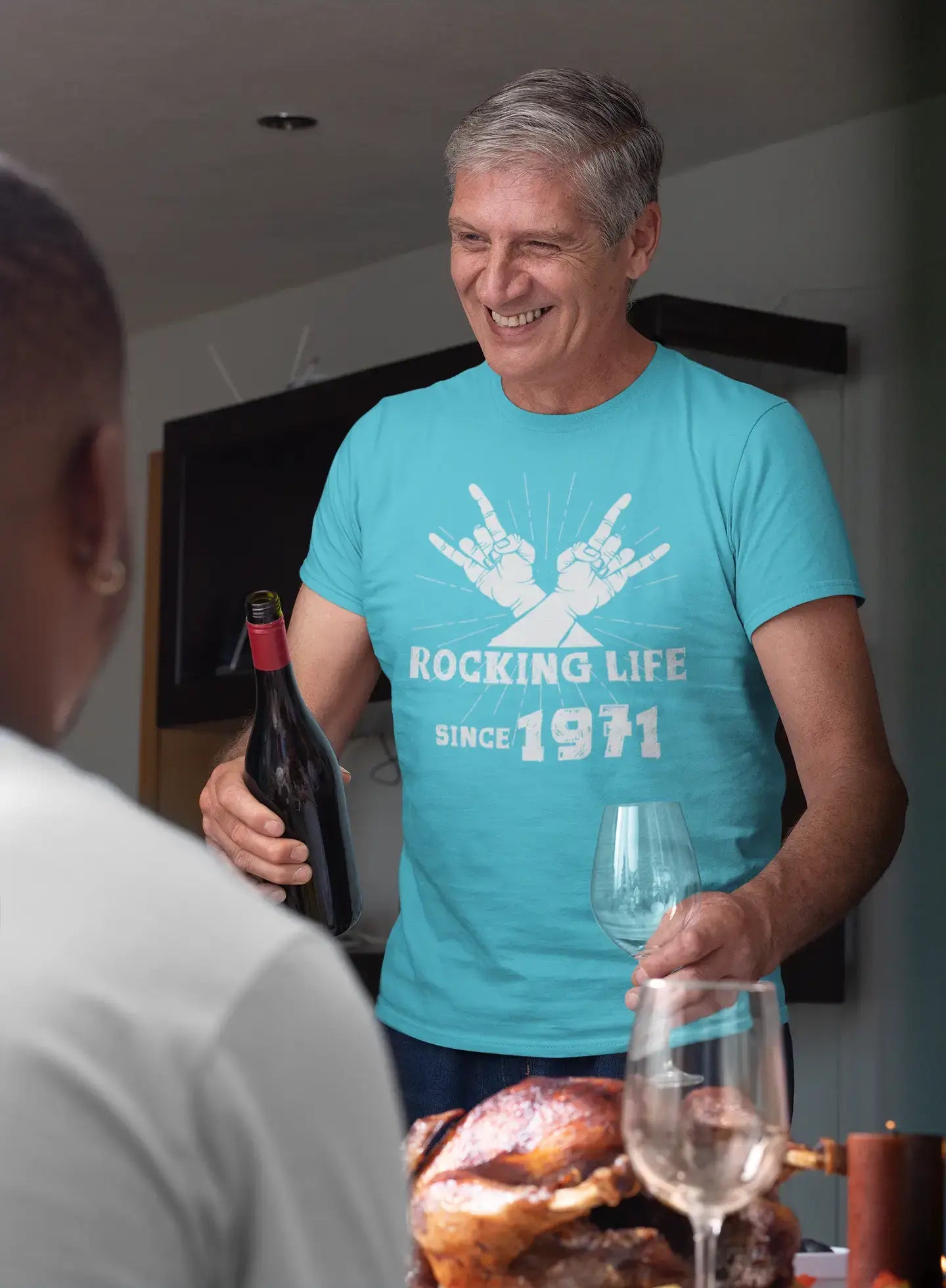 Rocking Life Since 1971 Herren T-Shirt Blau Geburtstagsgeschenk 00421