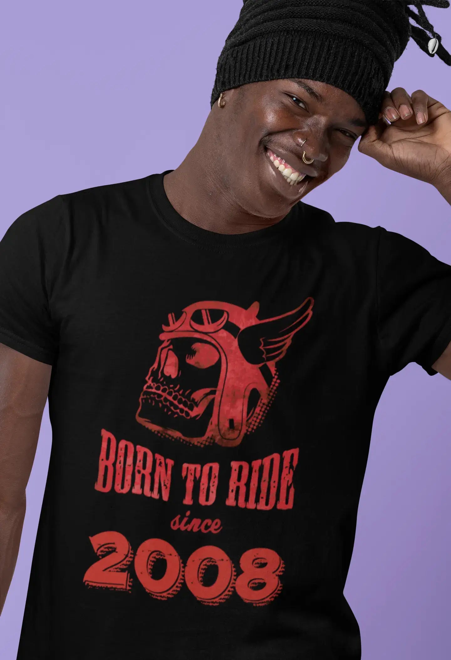 2008, Born to Ride Since 2008 Herren T-Shirt Schwarz Geburtstagsgeschenk 00493