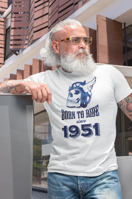 1951, Born to Ride Since 1951 Herren T-Shirt Weiß Geburtstagsgeschenk 00494