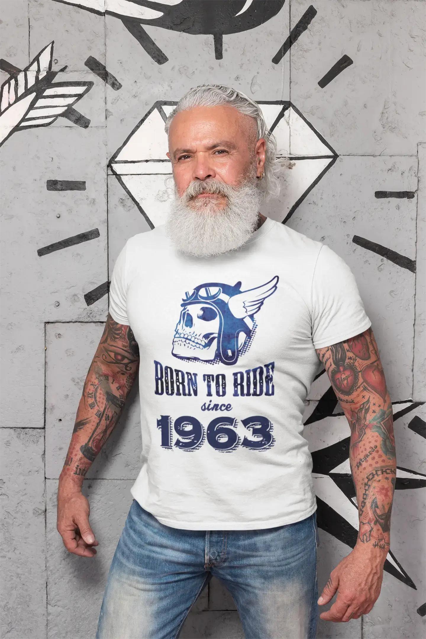 1963, Born to Ride Since 1963 Herren T-Shirt Weiß Geburtstagsgeschenk 00494