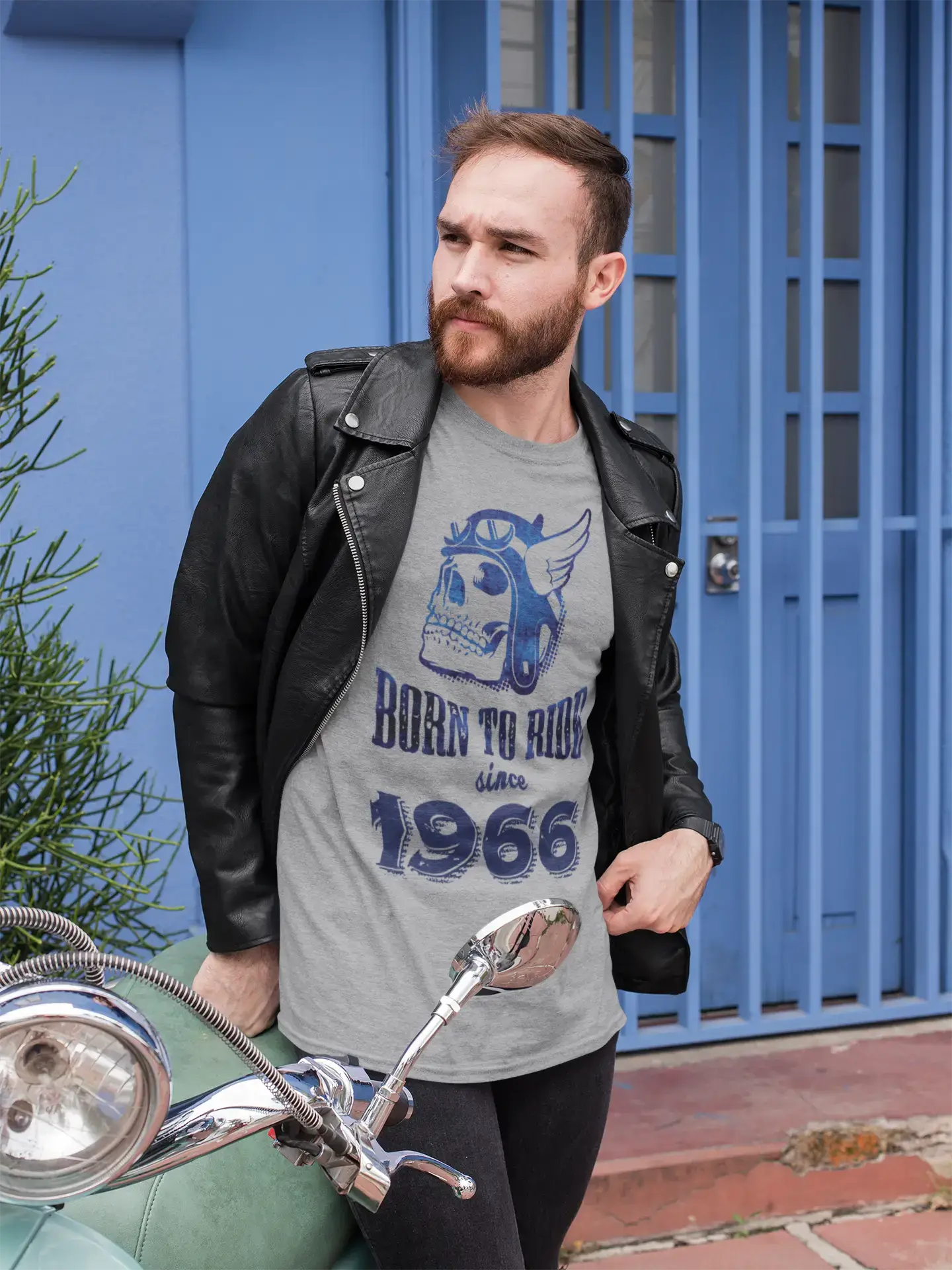 1966, Born to Ride Since 1966 Herren T-Shirt Grau Geburtstagsgeschenk 00495