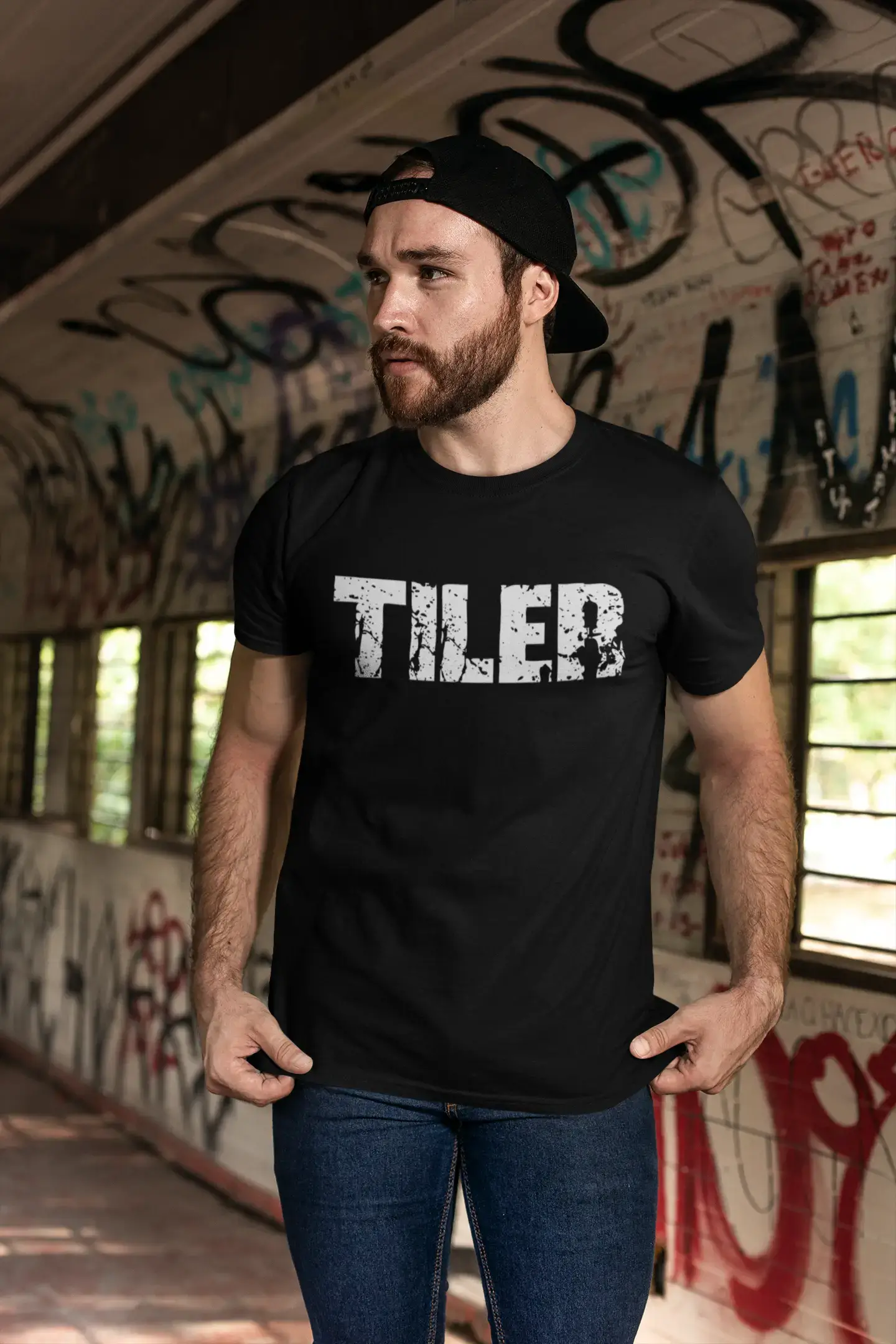 Tiler Herren Retro T-Shirt Schwarz Geburtstagsgeschenk 00553