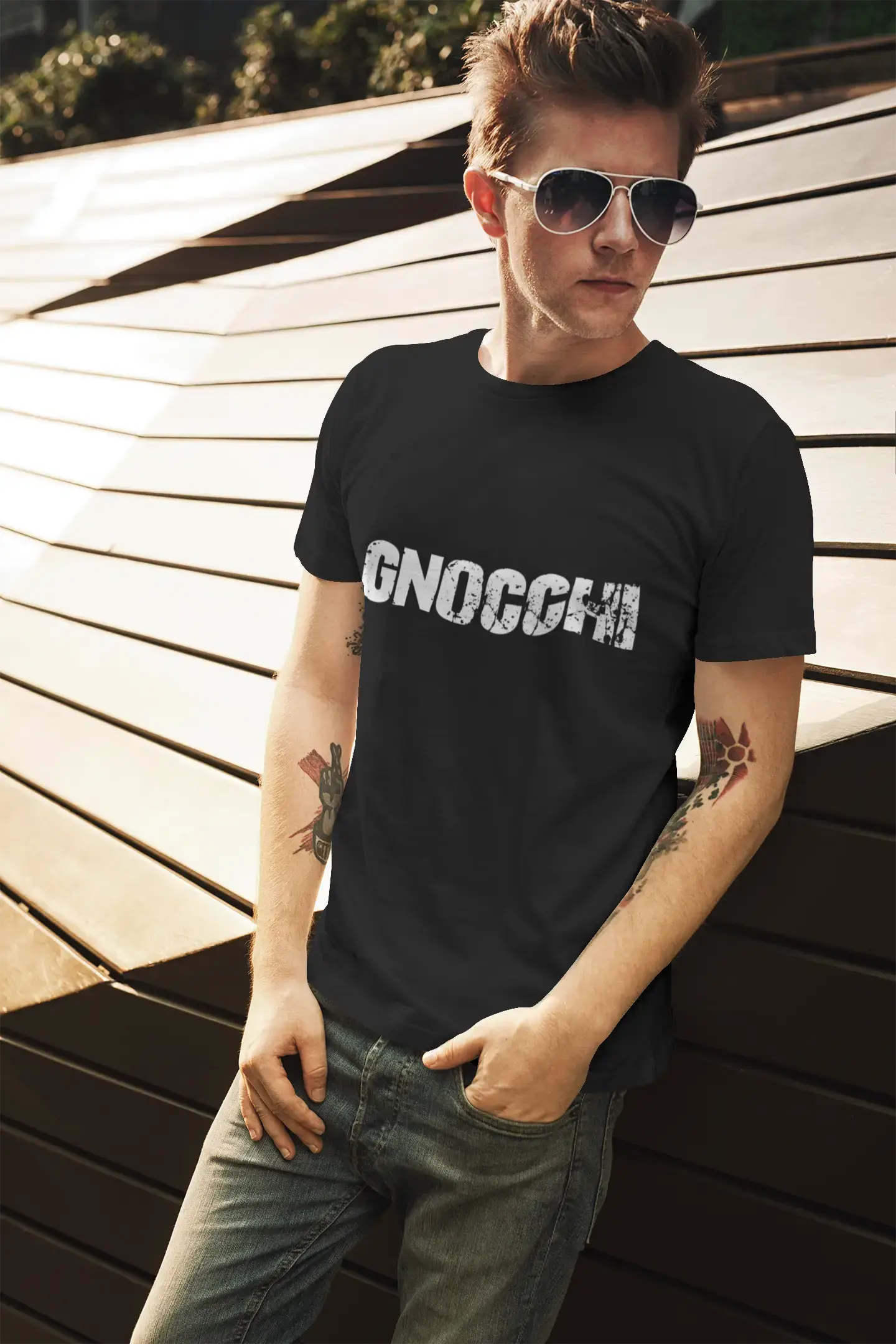 Herren-T-Shirt mit grafischem Aufdruck, Vintage-T-Shirt Gnocchi
