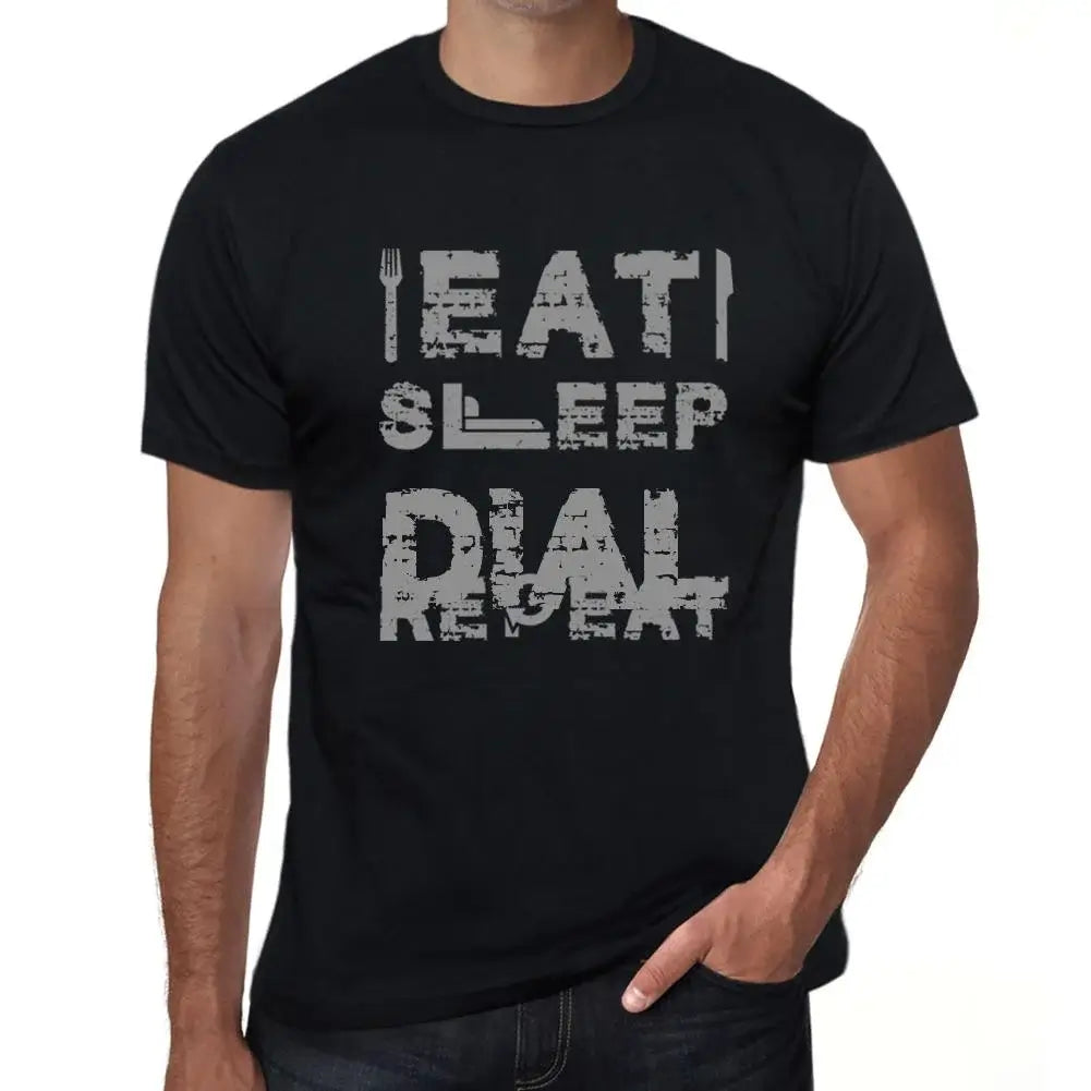 Men's Graphic T-Shirt Eat Sleep Dial Repeat Eco-Friendly Limited Edition Short Sleeve Tee-Shirt Vintage Birthday Gift Novelty