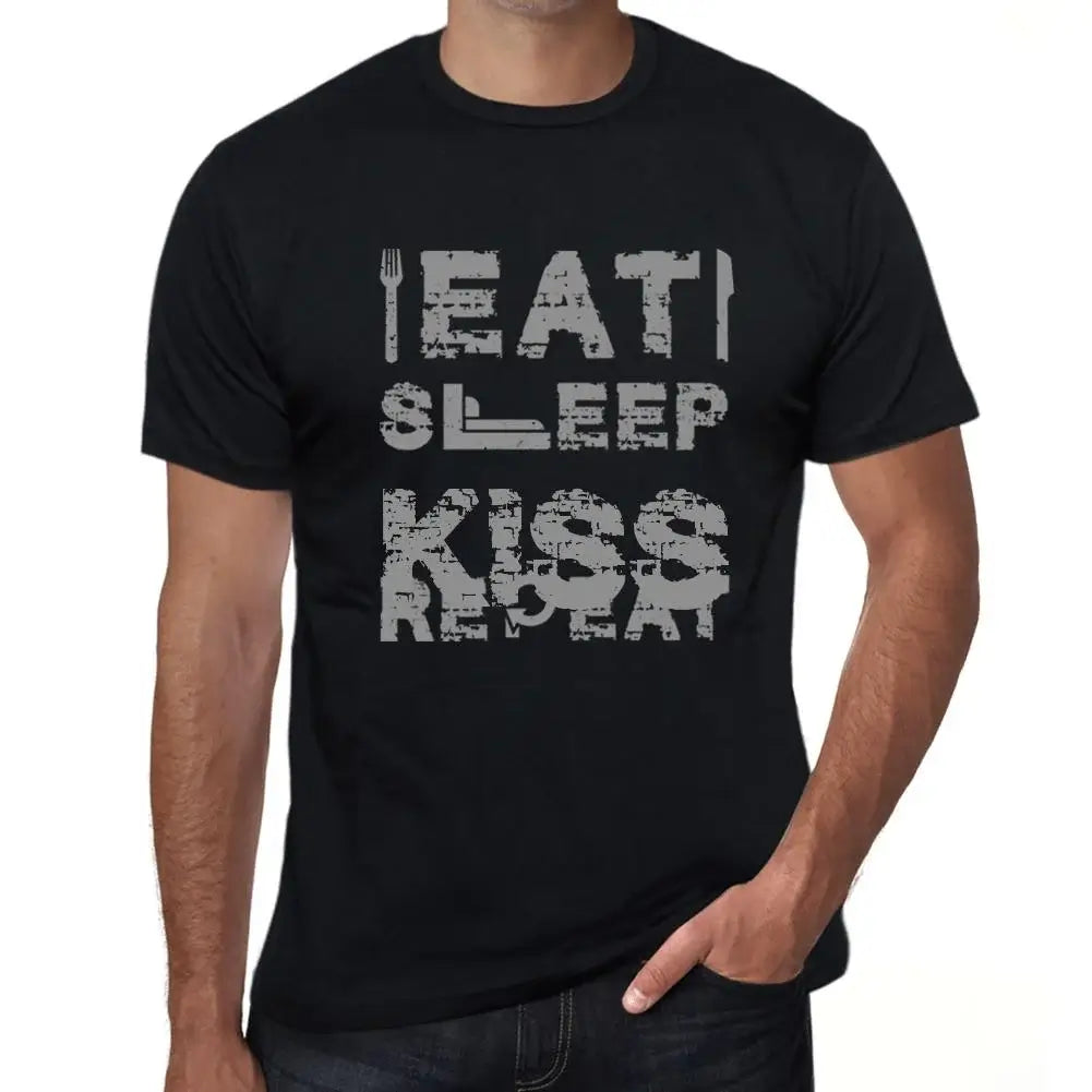 Men's Graphic T-Shirt Eat Sleep Kiss Repeat Eco-Friendly Limited Edition Short Sleeve Tee-Shirt Vintage Birthday Gift Novelty