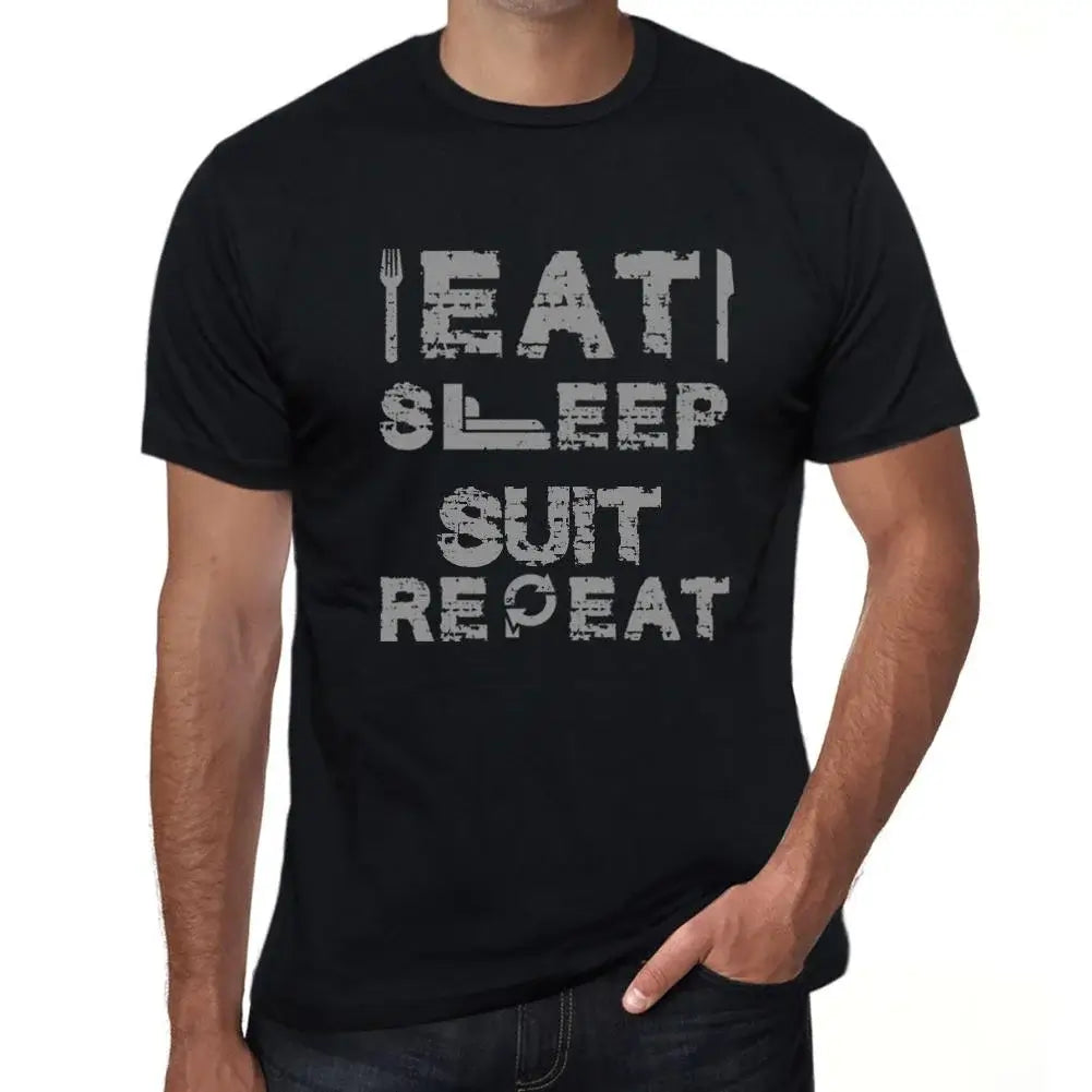 Men's Graphic T-Shirt Eat Sleep Suit Repeat Eco-Friendly Limited Edition Short Sleeve Tee-Shirt Vintage Birthday Gift Novelty