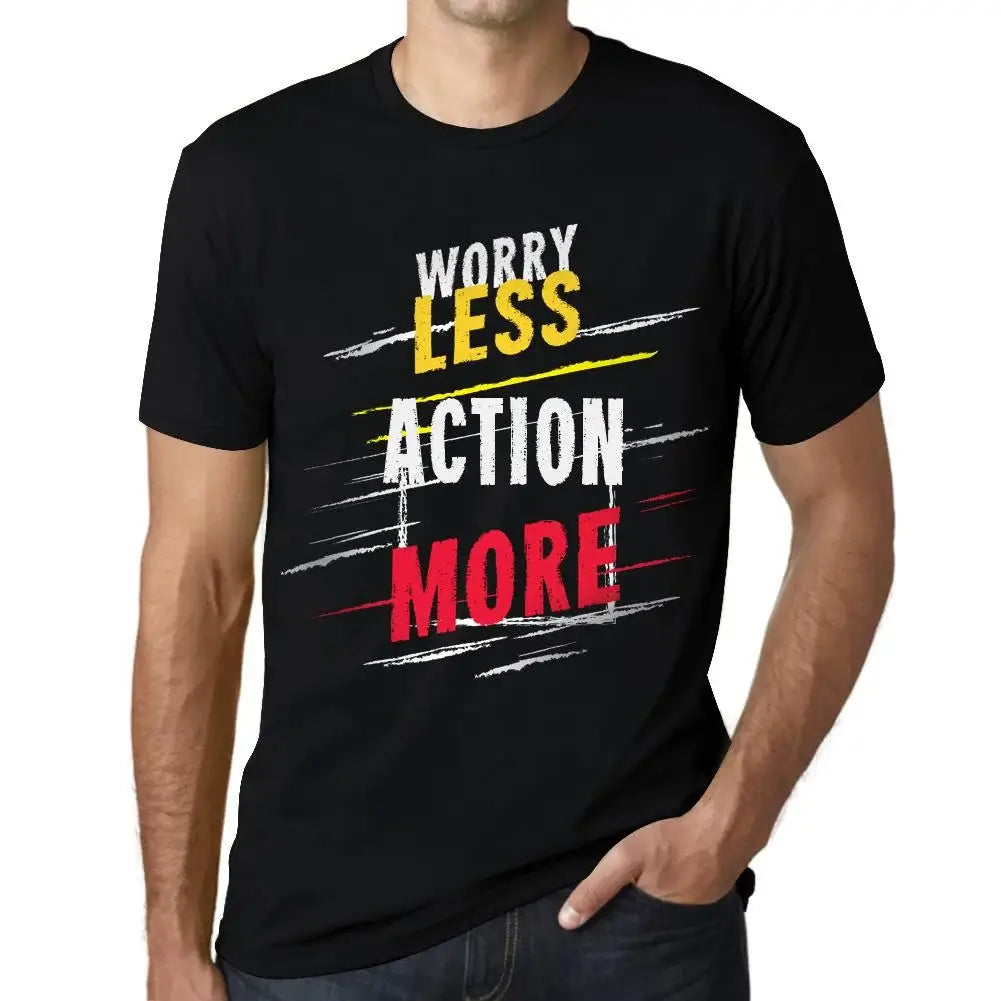 Men's Graphic T-Shirt Worry Less Action More Eco-Friendly Limited Edition Short Sleeve Tee-Shirt Vintage Birthday Gift Novelty