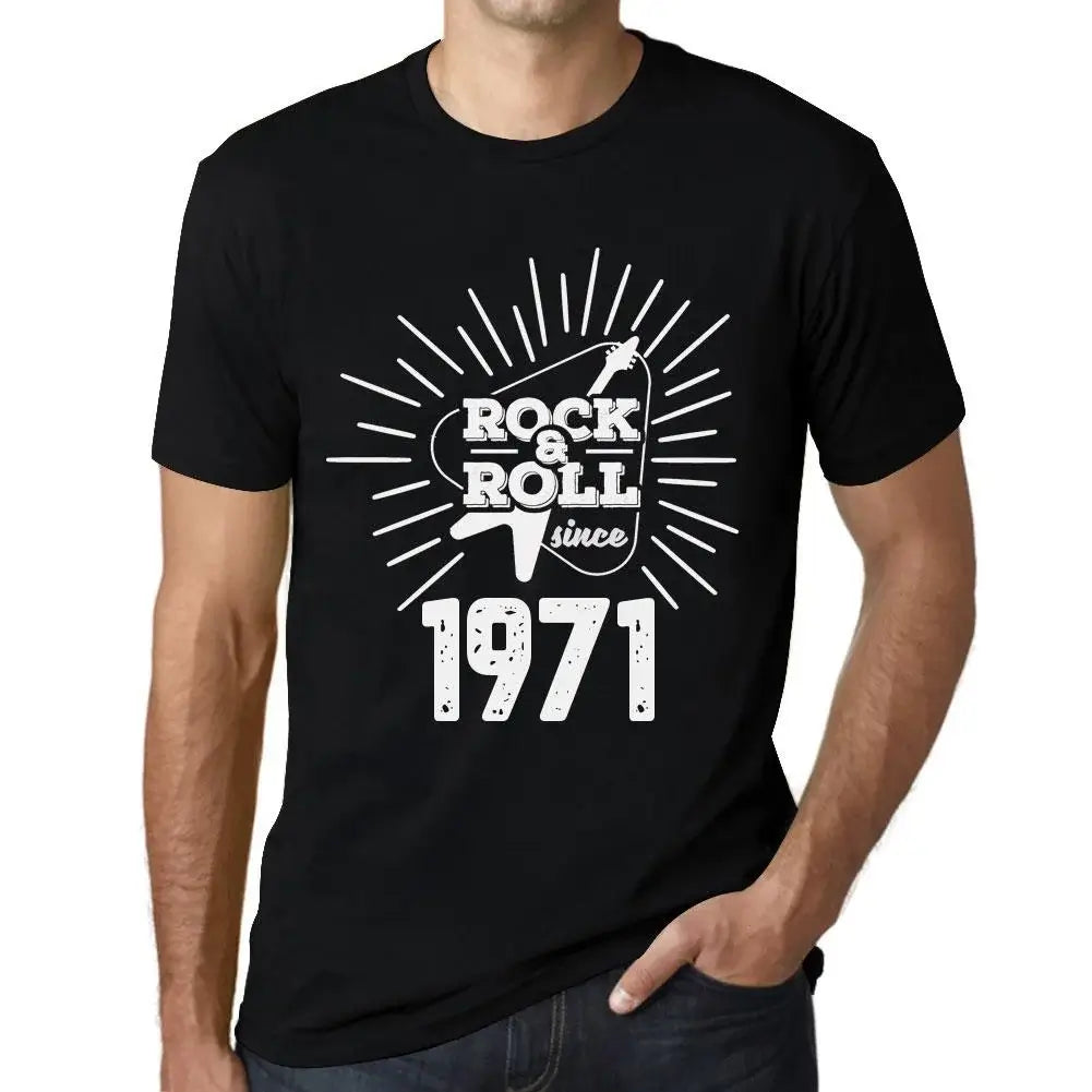 Men's Graphic T-Shirt Guitar and Rock & Roll Since 1971 53rd Birthday Anniversary 53 Year Old Gift 1971 Vintage Eco-Friendly Short Sleeve Novelty Tee