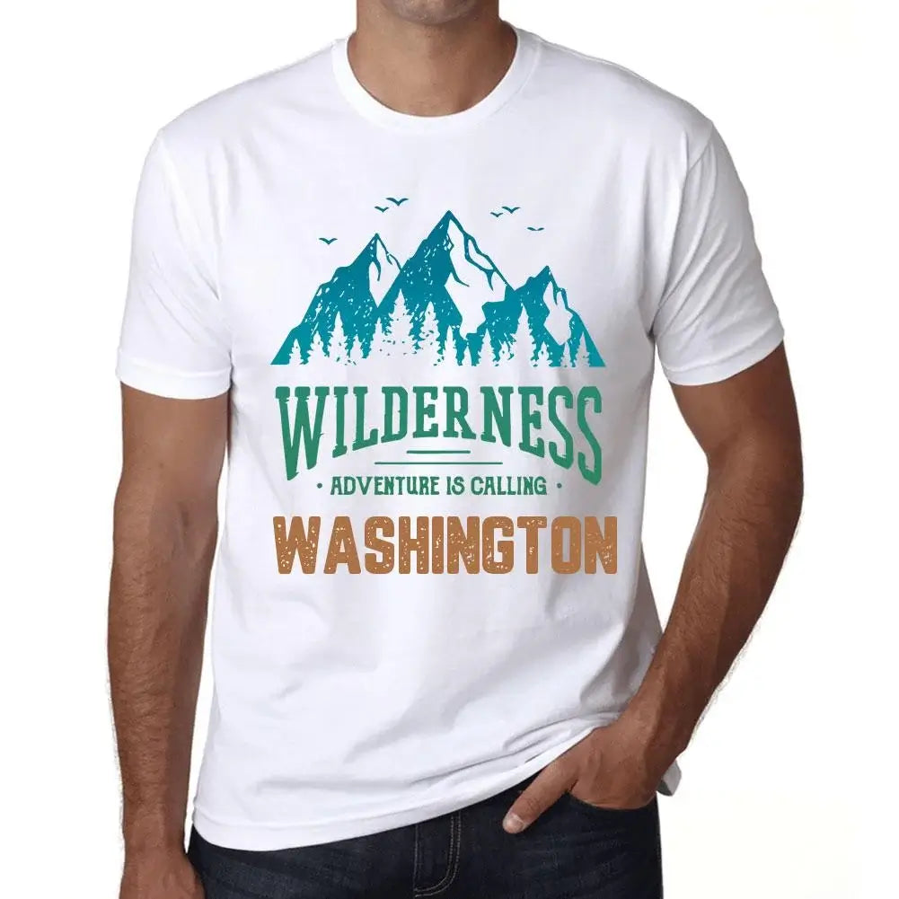 Men's Graphic T-Shirt Wilderness, Adventure Is Calling Washington Eco-Friendly Limited Edition Short Sleeve Tee-Shirt Vintage Birthday Gift Novelty