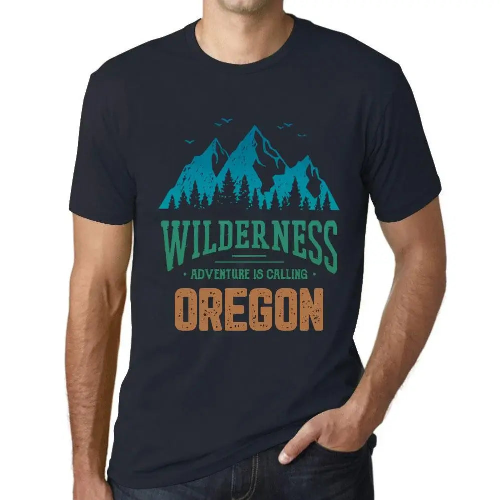 Men's Graphic T-Shirt Wilderness, Adventure Is Calling Oregon Eco-Friendly Limited Edition Short Sleeve Tee-Shirt Vintage Birthday Gift Novelty