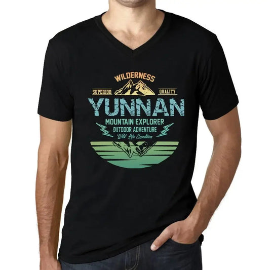 Men's Graphic T-Shirt V Neck Outdoor Adventure, Wilderness, Mountain Explorer Yunnan Eco-Friendly Limited Edition Short Sleeve Tee-Shirt Vintage Birthday Gift Novelty