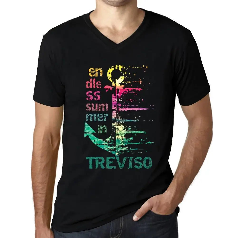 Men's Graphic T-Shirt V Neck Endless Summer In Treviso Eco-Friendly Limited Edition Short Sleeve Tee-Shirt Vintage Birthday Gift Novelty