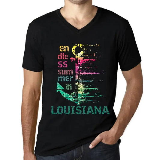 Men's Graphic T-Shirt V Neck Endless Summer In Louisiana Eco-Friendly Limited Edition Short Sleeve Tee-Shirt Vintage Birthday Gift Novelty