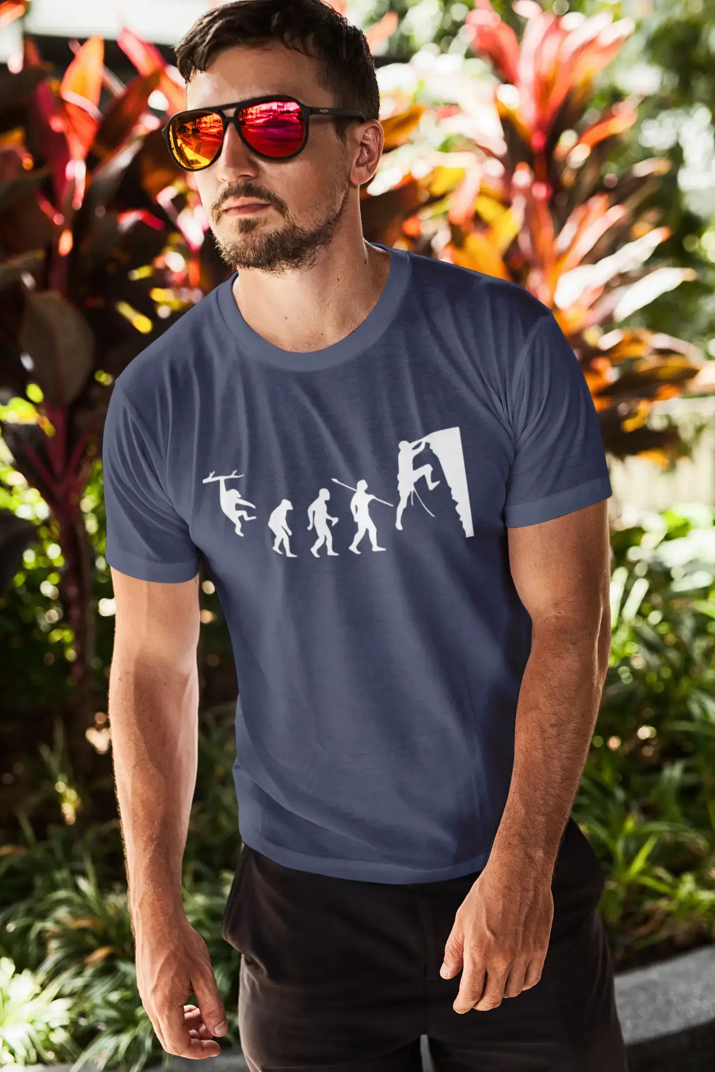 ULTRABASIC - Graphic Printed Men's Climbing Evolution T-Shirt Grey Marl