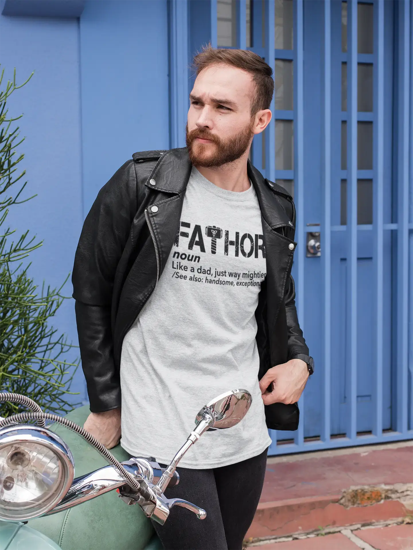 ULTRABASIC - Graphic Men's Fa-Thor Like Dad Just Way Mightier Shirt Printed Letters White