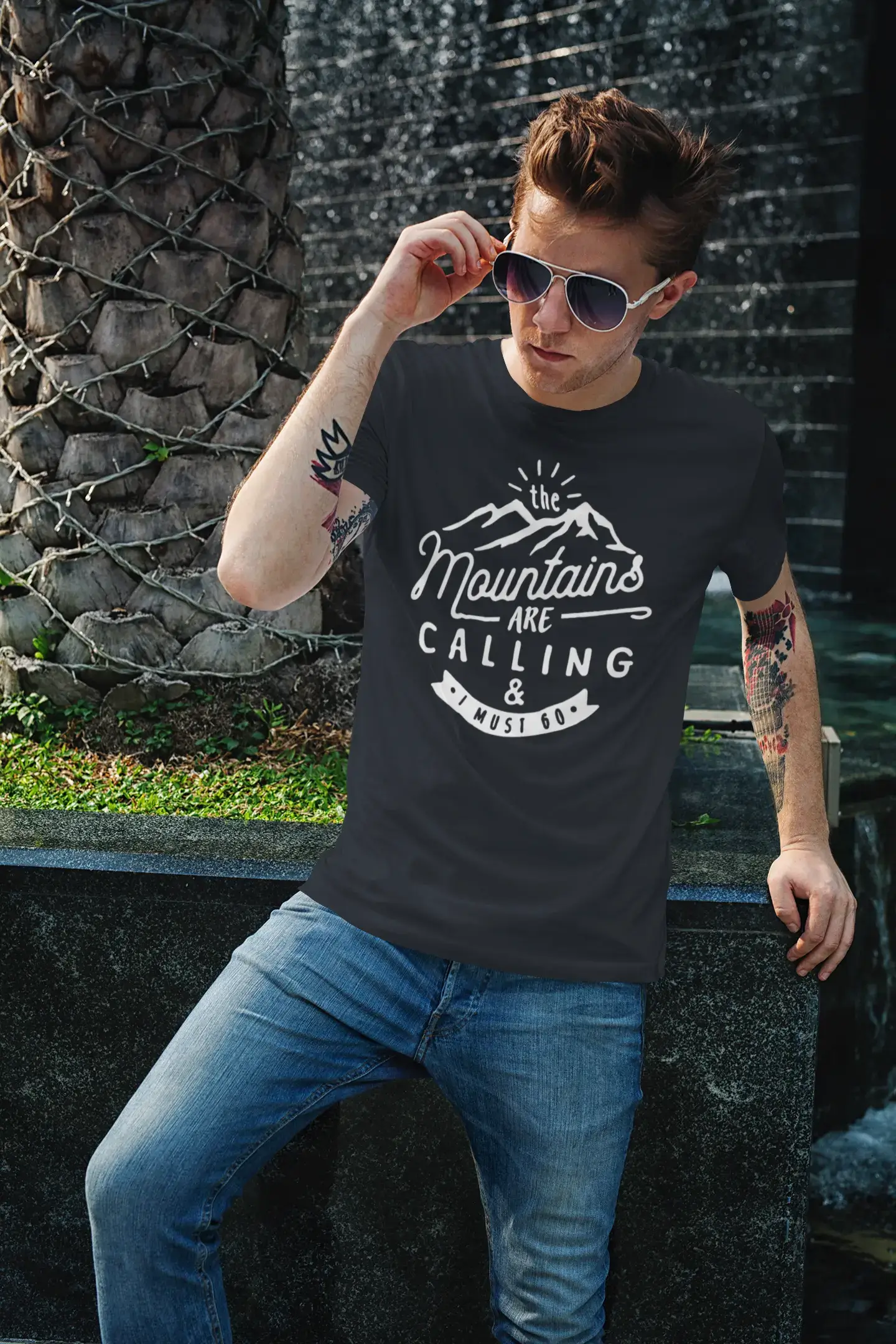 ULTRABASIC - Graphic Printed Men's The Mountains Are Calling And I Must Go Hiking Tee White