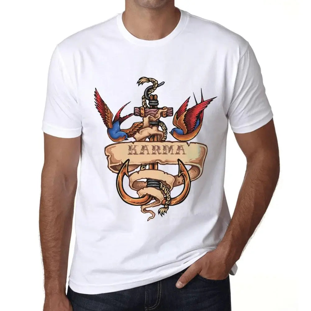 Men's Graphic T-Shirt Anchor Tattoo Karma Eco-Friendly Limited Edition Short Sleeve Tee-Shirt Vintage Birthday Gift Novelty