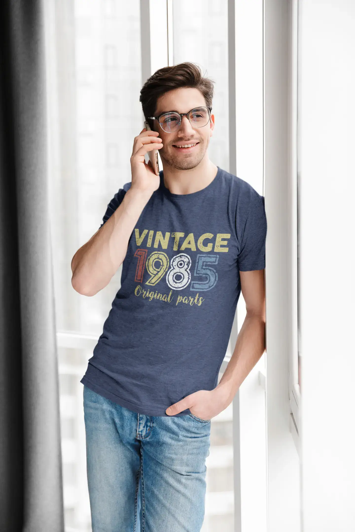 ULTRABASIC - Graphic Printed Men's Vintage 1985 T-Shirt Denim
