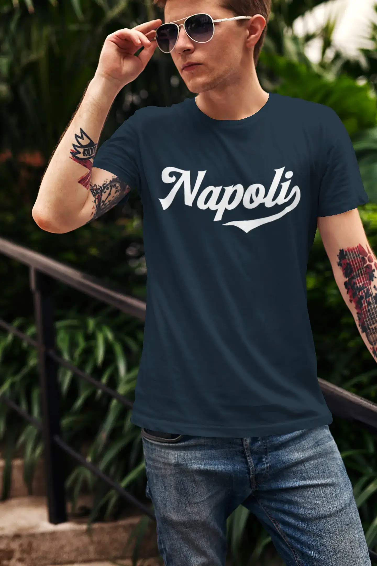 ULTRABASIC - Napoli-T-Shirt <span>für Herren</span> <span>mit</span> <span>Grafikdruck</span> <span>, Graumeliert</span>