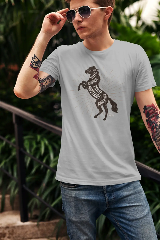 ULTRABASIC Herren-Grafik-T-Shirt Pferd Mustang – lustiges Reiter-Shirt für Männer
