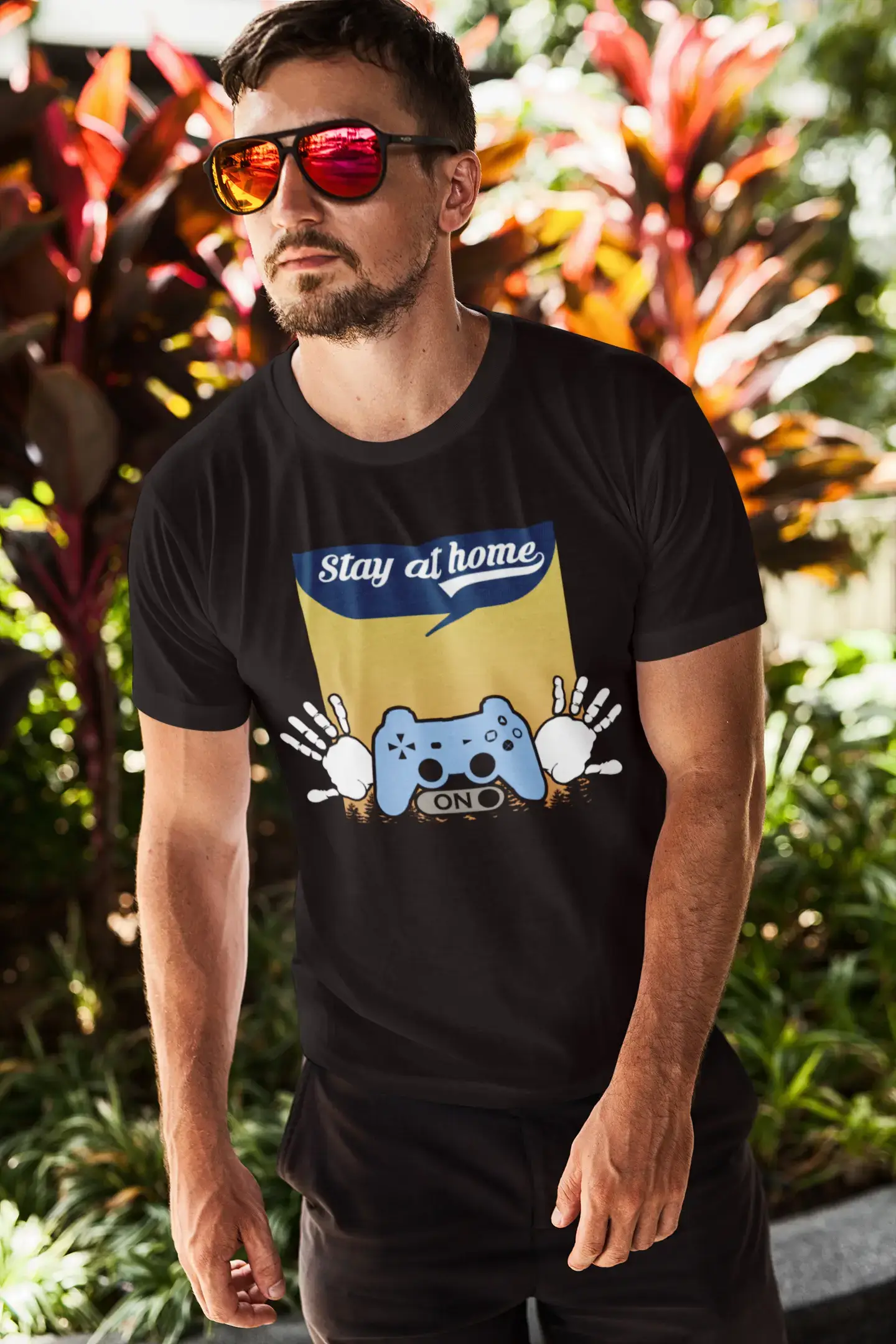 ULTRABASIC Herren T-Shirt – Stay at Home Game Mode On – Lustiges Shirt für Gamer