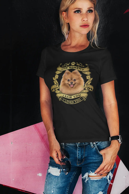 ULTRABASIC Damen Bio-T-Shirt Pomeranian Dog – Moment I Saw You I Loved You Welpen-T-Shirt für Damen