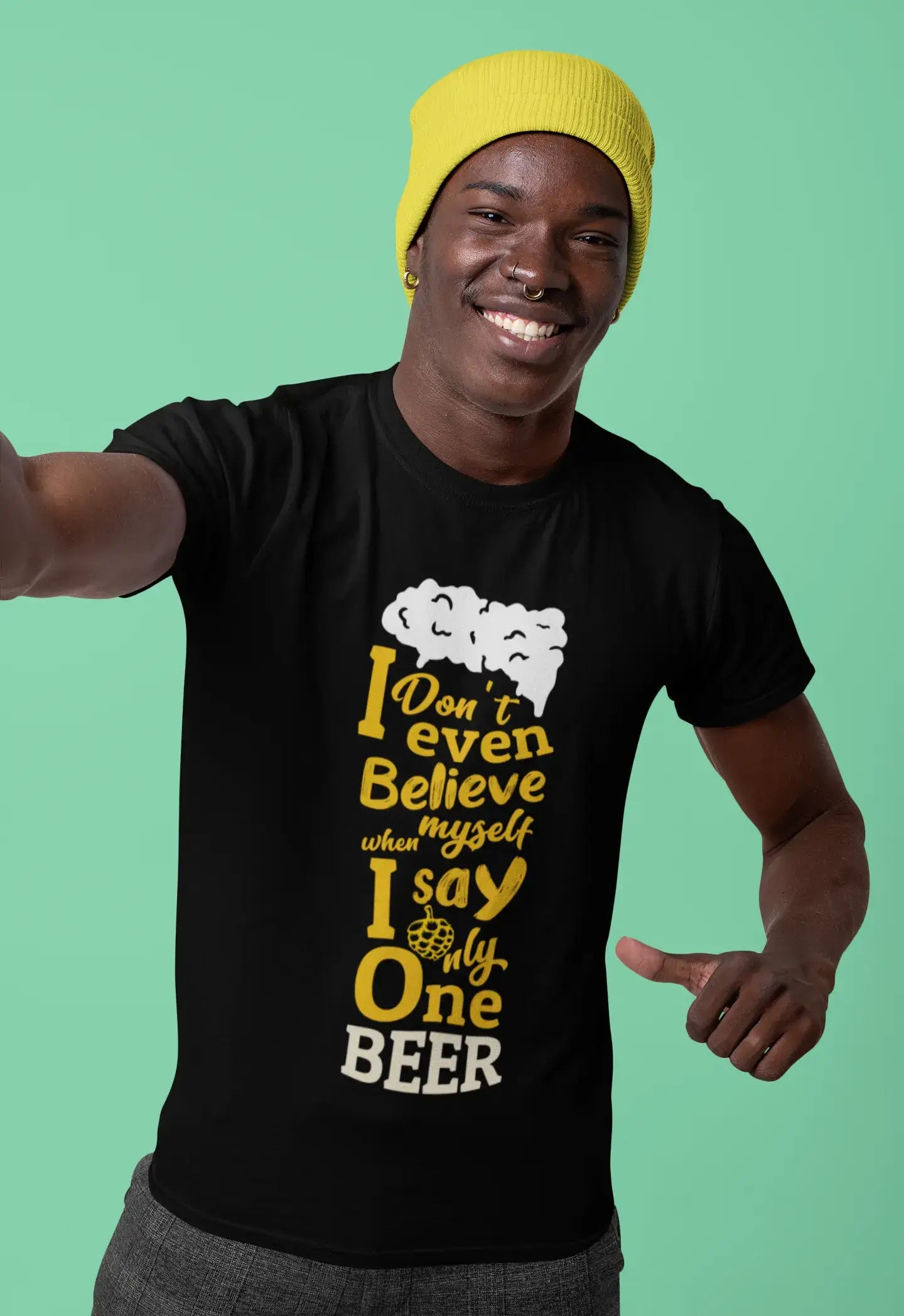 ULTRABASIC Herren-T-Shirt „I Don't Even Believe Myself When I Say Only One Beer“ – Bierliebhaber-T-Shirt