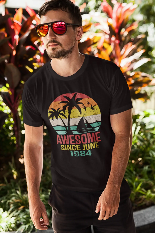 ULTRABASIC Herren T-Shirt Awesome Since June 1984 – Retro Sunset 36. Geburtstagsgeschenk T-Shirt