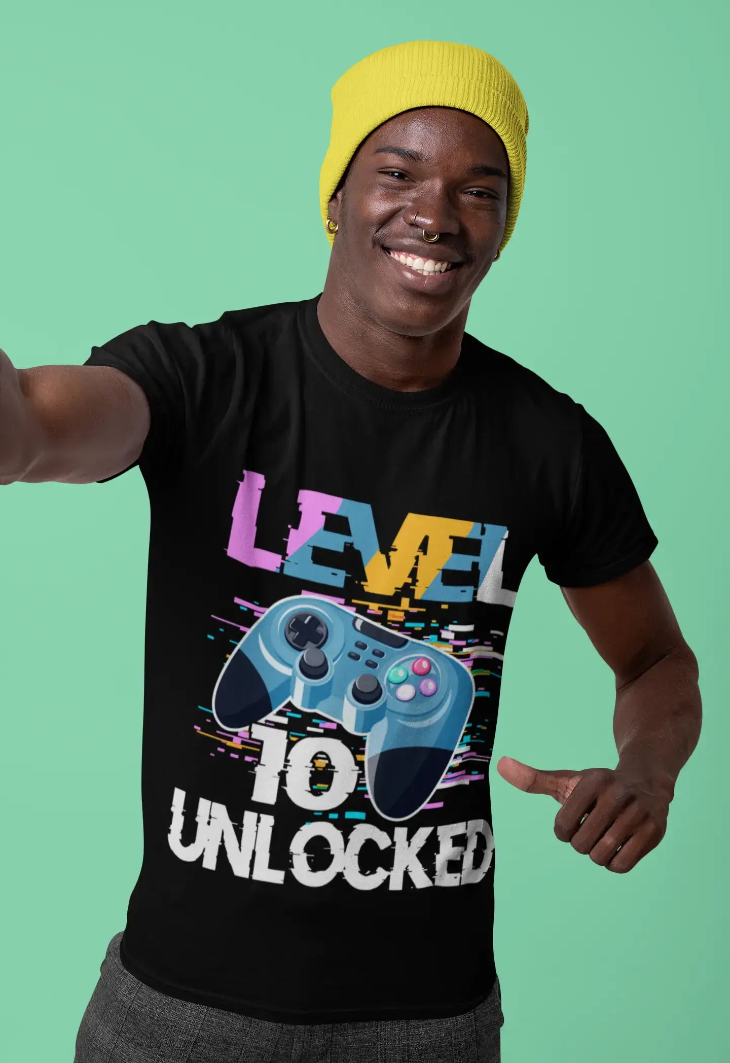 ULTRABASIC Men's Gaming T-Shirt Level 10 Unlocked - Gift for 10th Birthday - 10th Birthday Gift