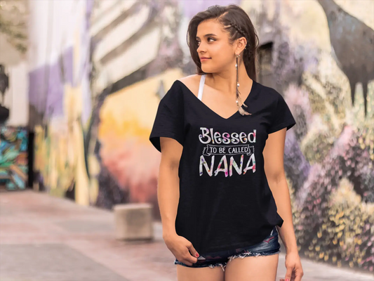ULTRABASIC Damen-T-Shirt mit V-Ausschnitt „Blessed to be Called Nana“-T-Shirt