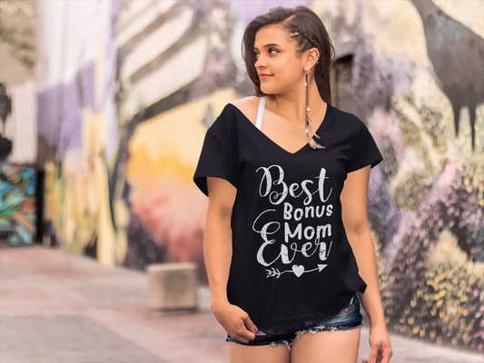 ULTRABASIC Damen-T-Shirt „Best Bonus Mom Ever“ – lustige kurzärmelige T-Shirt-Oberteile