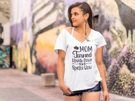 ULTRABASIC Damen-T-Shirt „Mom Turned Upside Down Spells Wow“ – lustige Kurzarm-T-Shirt-Oberteile