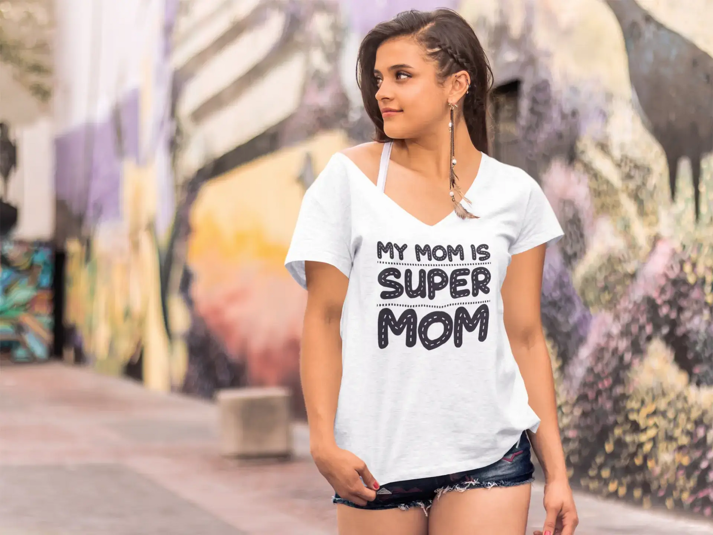 ULTRABASIC Damen-T-Shirt „My Mom Is Super Mom“ – kurzärmeliges T-Shirt