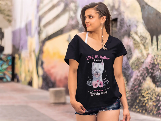 ULTRABASIC Women's T-Shirt Westie Life Is Better With a Lovely Dog - Cute Dog Tee Shirt