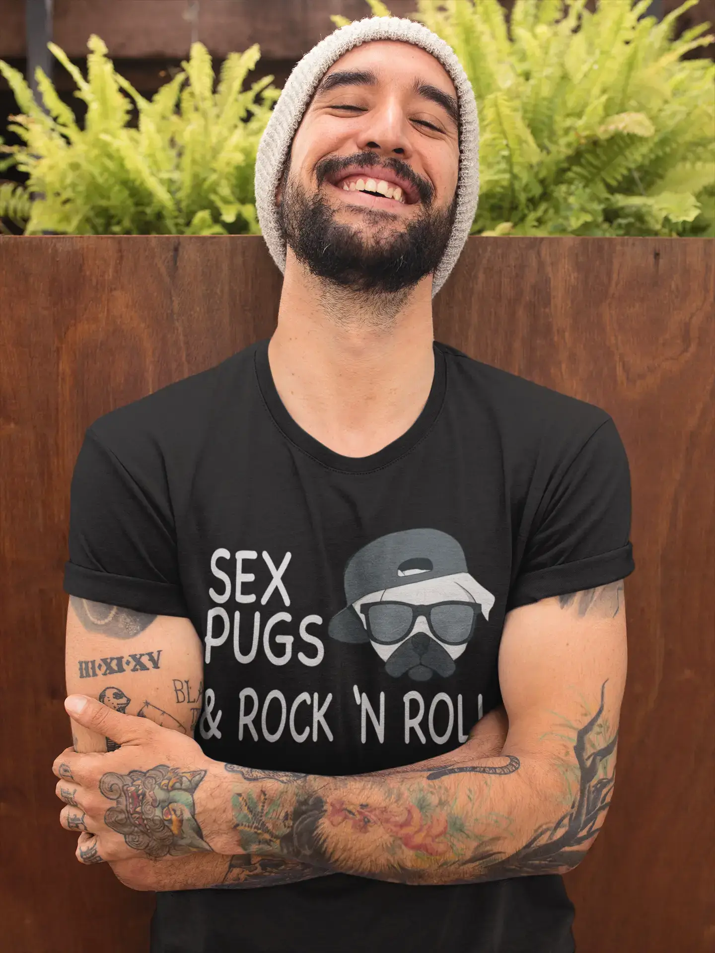 Sex Pugs Rock n Roll T-Shirt Homme - Black