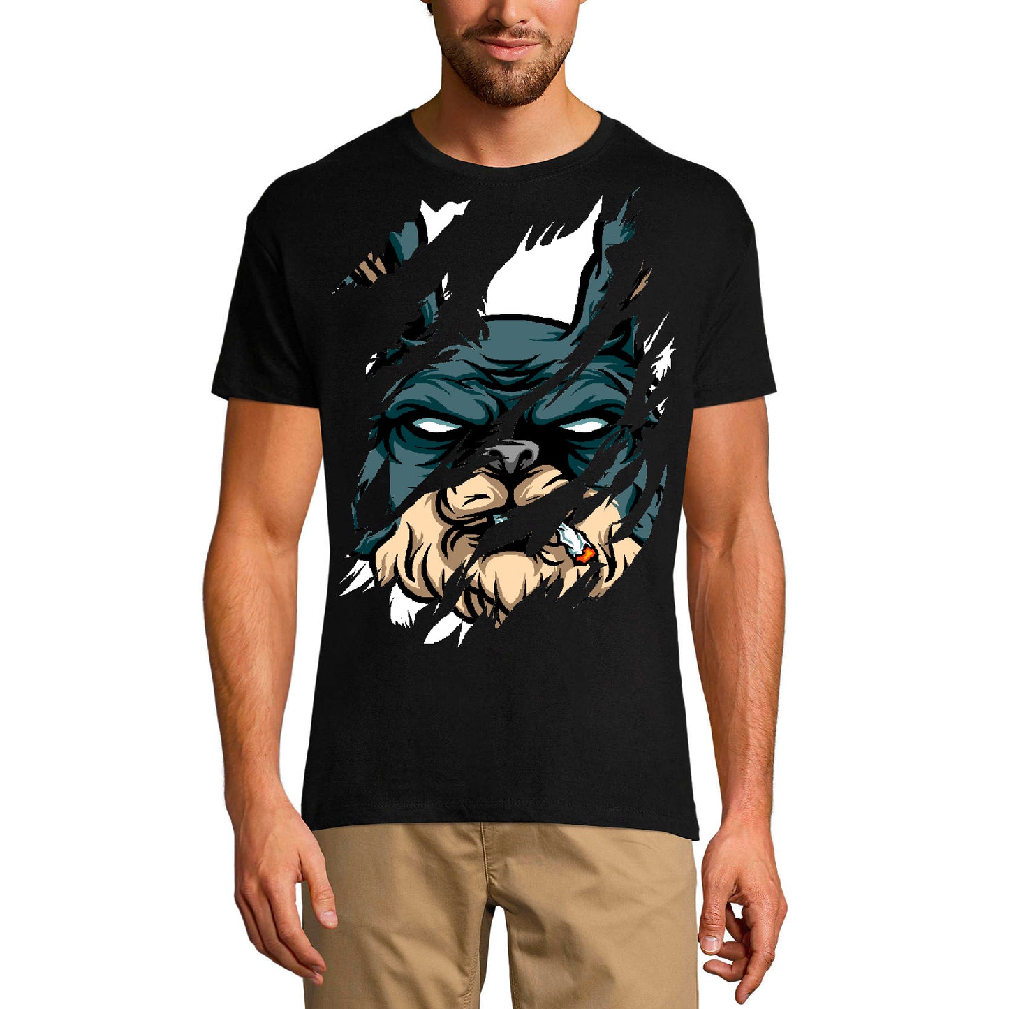 ULTRABASIC Herren Torn T-Shirt Angry Animal – Lustiges grafisches Vintage-Shirt für Männer