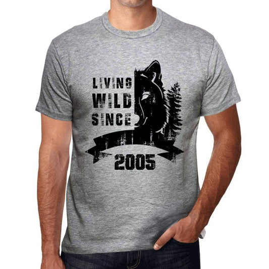 2005 Living Wild Since 2005 Mens T-Shirt Grey Birthday Gift 00500 - Grey / Small - Casual