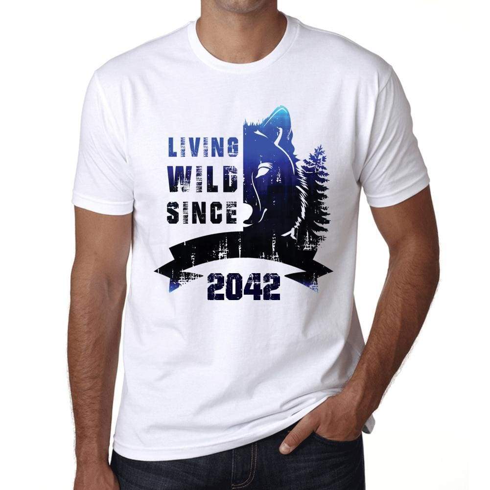 2042 Living Wild Since 2042 Mens T-Shirt White Birthday Gift 00508 - White / Xs - Casual