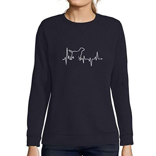 Ultrabasic - Femme Graphique Dog Lover Heartbeat Sweatshirt Action de Grâces Xmas Cadeau Idées Tee Gris Chiné French Marine