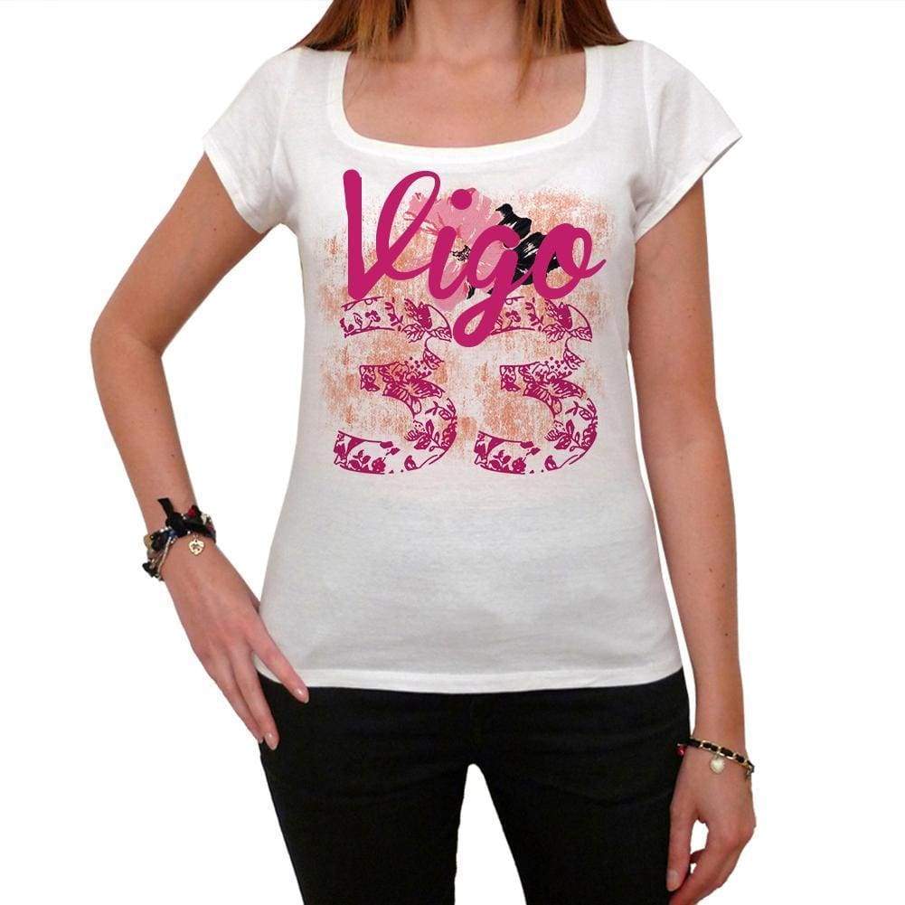 33 Vigo City With Number Womens Short Sleeve Round White T-Shirt 00008 - Casual