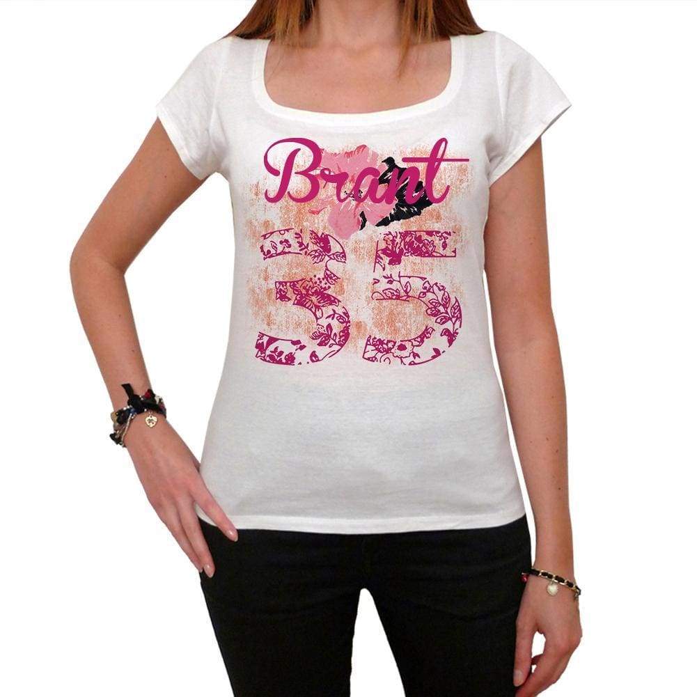 35 Brant City With Number Womens Short Sleeve Round White T-Shirt 00008 - Casual