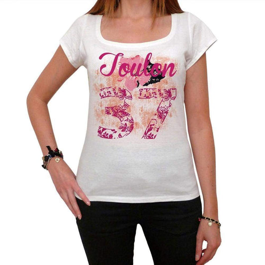 37 Toulon City With Number Womens Short Sleeve Round White T-Shirt 00008 - Casual