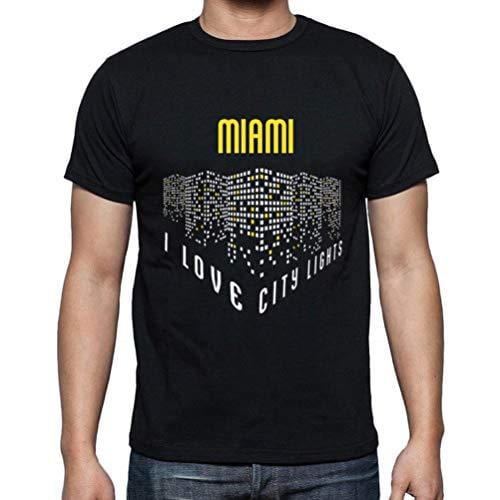 Ultrabasic - Homme T-Shirt Graphique J'aime Miami Lumières Noir Profond