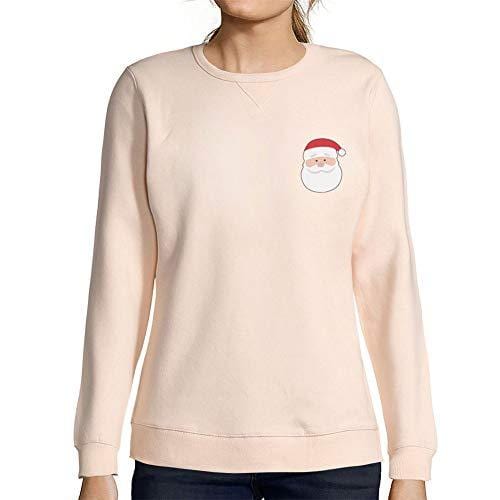 Ultrabasic - Femme Imprimé Graphique Sweat-Shirt Little Santa Cool Christmas Rose Crémeux