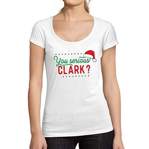 Ultrabasic - Tee-Shirt Femme Manches Courtes Serious Clark Christmas Blanc