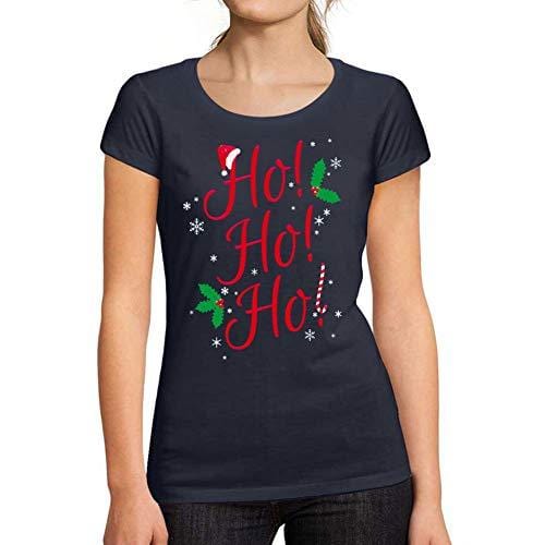 Ultrabasic - Tee-Shirt Femme col Rond Décolleté Ho Ho Ho Letter Casual Fashion French Marine