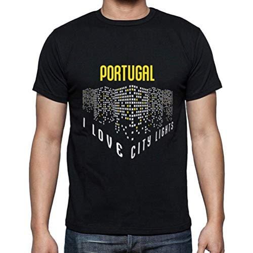 Ultrabasic - Homme T-Shirt Graphique J'aime Portugal Lumières Noir Profond