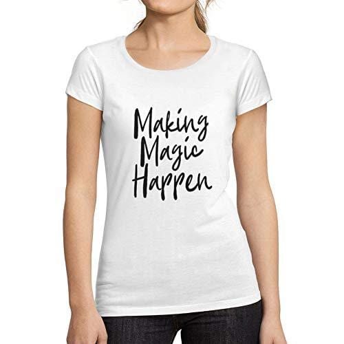 Ultrabasic - Femme Graphique Making Magic Happen Imprimé Noir des Lettres Tee Blanco